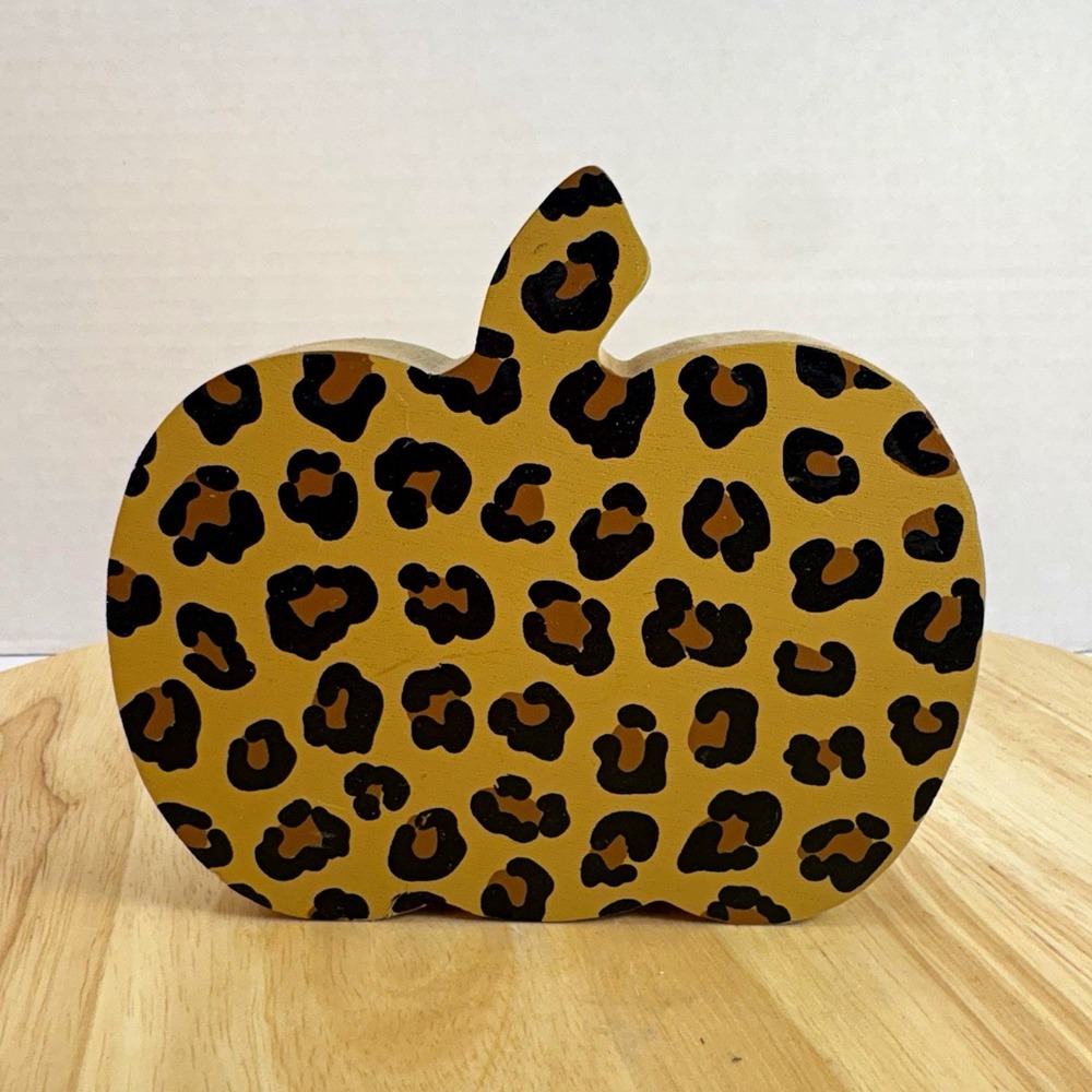 Hobby Lobby Leopard Print MDF Pumpkin Figurine Freestanding HL9189090 5.625x5in